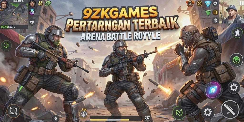 Tampilan aksi seru dalam gameplay Battle Royale 9ZKGAMES.