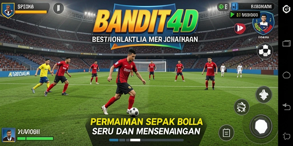 Screenshot gameplay BANDIT4D dengan aksi sepak bola yang mendebarkan.