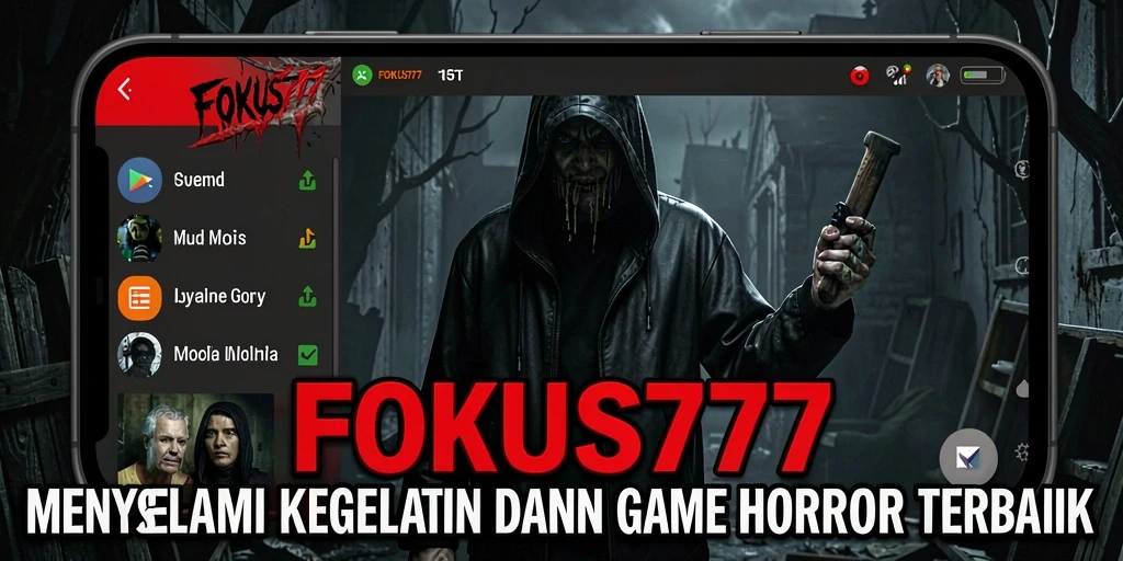 Tangkapan layar gameplay FOKUS777 menampilkan suasana horror yang mencekam.