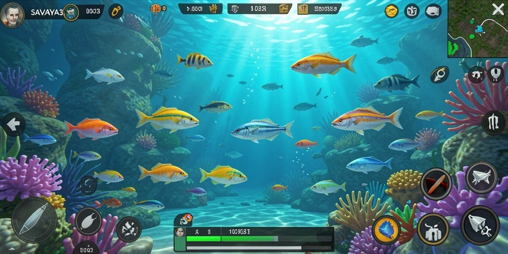 Tampilan gameplay menegangkan dalam SAVAYA303 saat menangkap ikan.