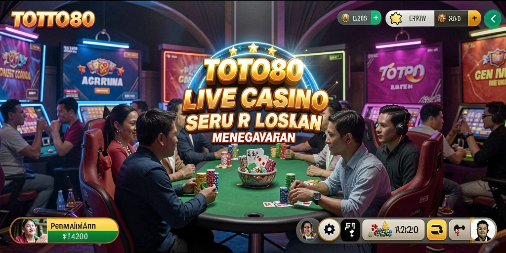 Tangkapan layar TOTO80 menampilkan dealer profesional saat bermain Live Casino.