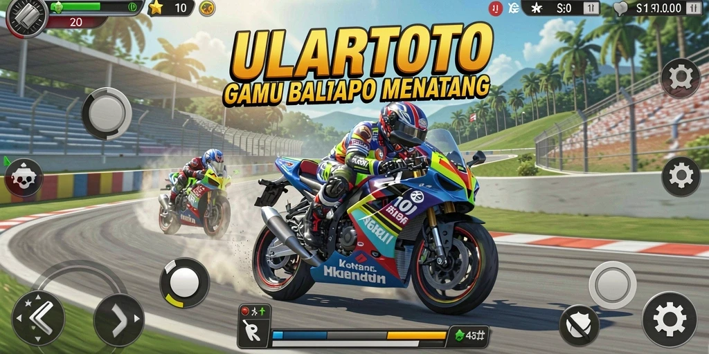 Tampilan gameplay ULARTOTO yang intens dan menarik dalam balapan motor.