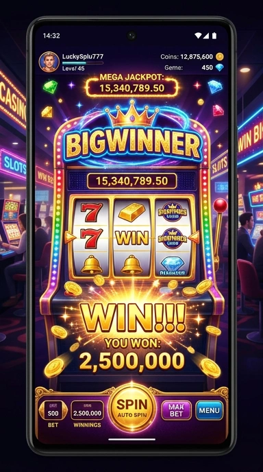 Dasbor aplikasi bigwinner yang memudahkan navigasi pengguna.